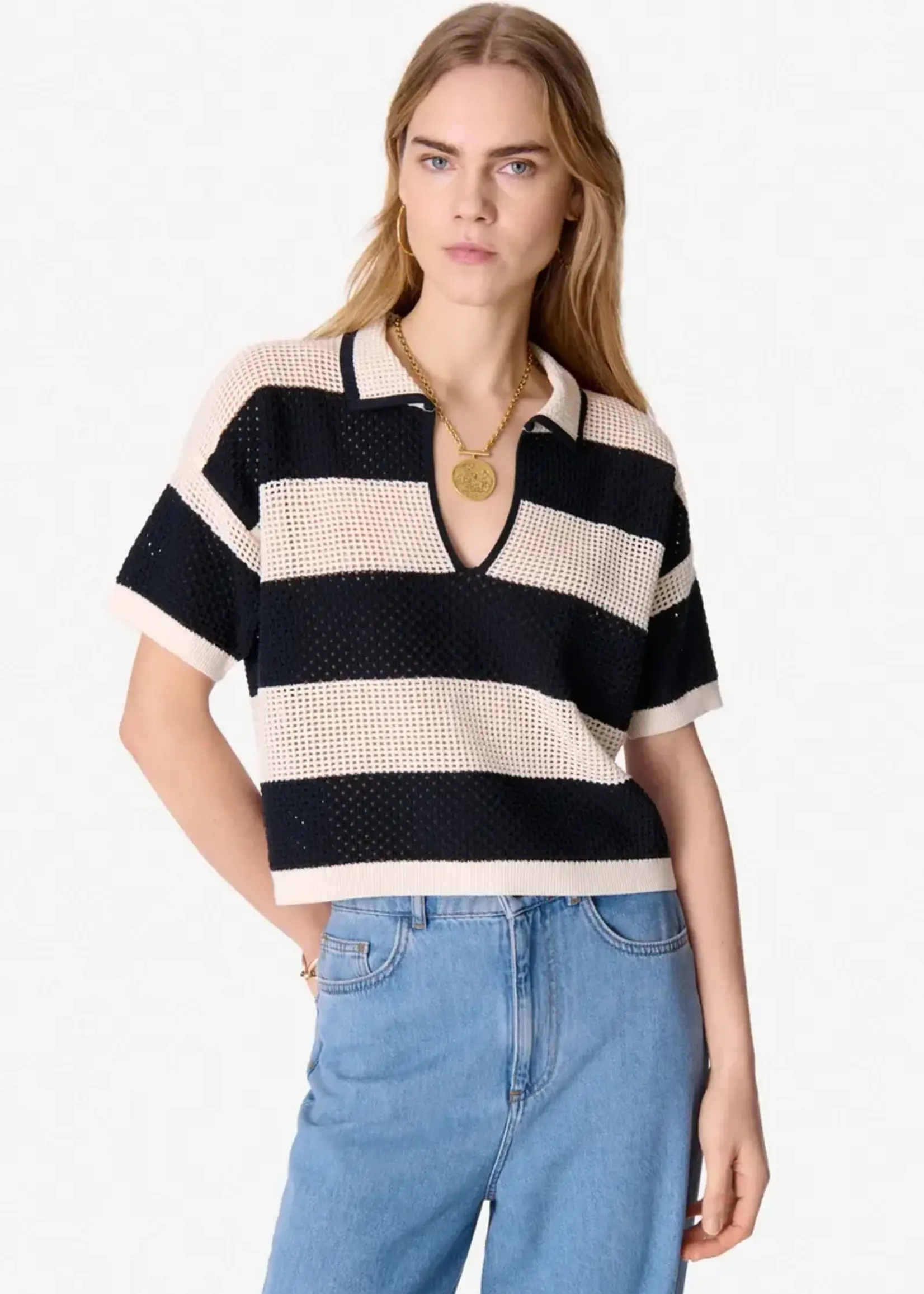 VAN VAN SWEATER EDALY ECRU MARINE