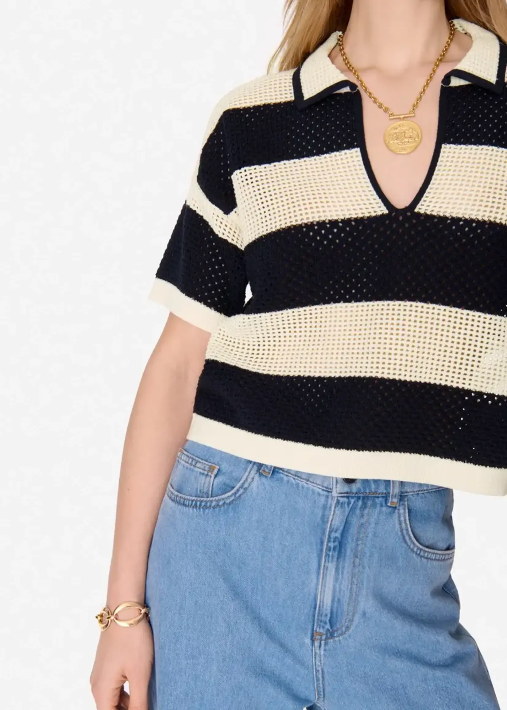 VAN VAN SWEATER EDALY ECRU MARINE