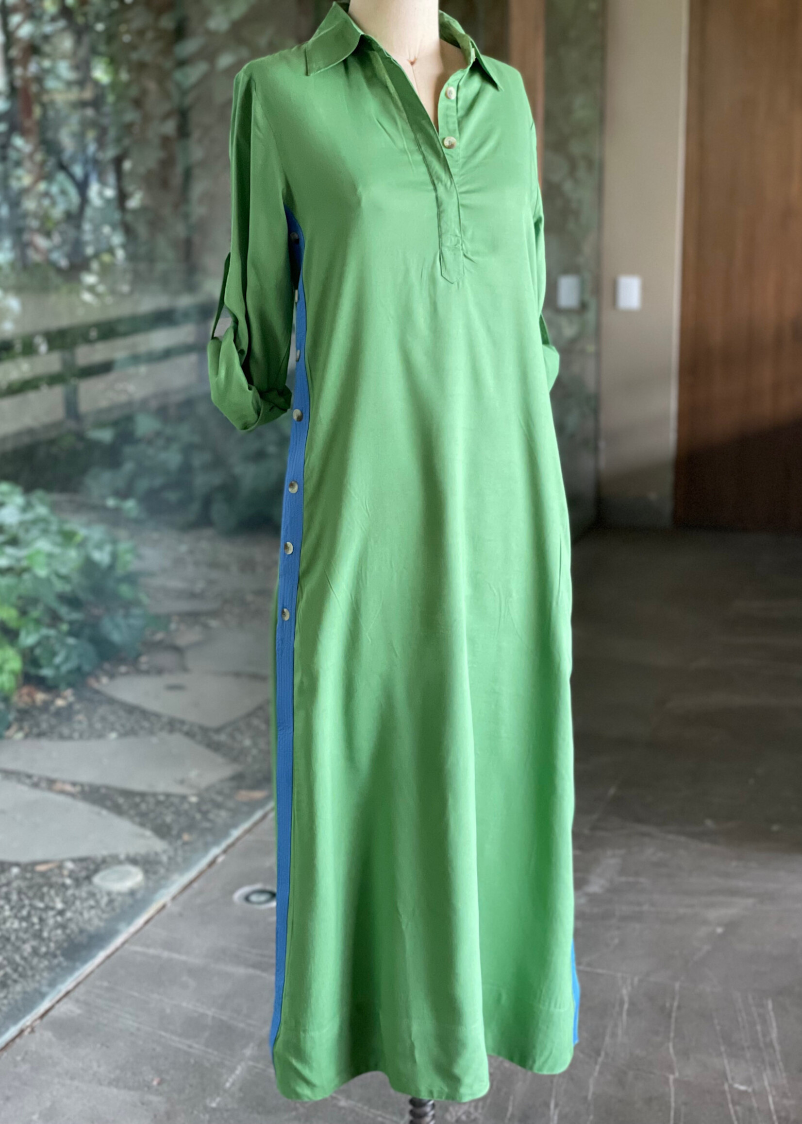 CAS CAS VESTIDO KAFTAN VERDE - AZUL