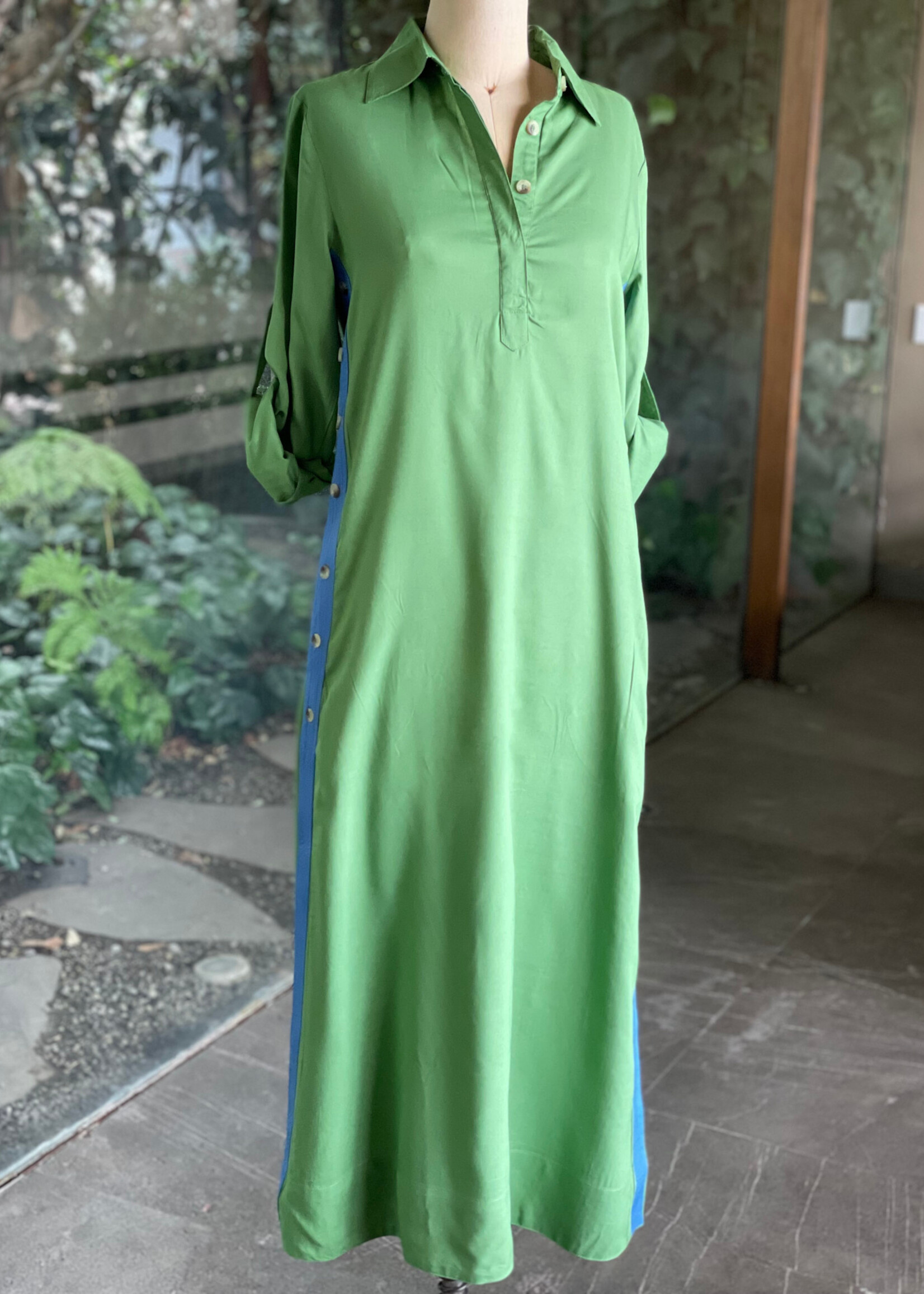 CAS CAS VESTIDO KAFTAN VERDE - AZUL