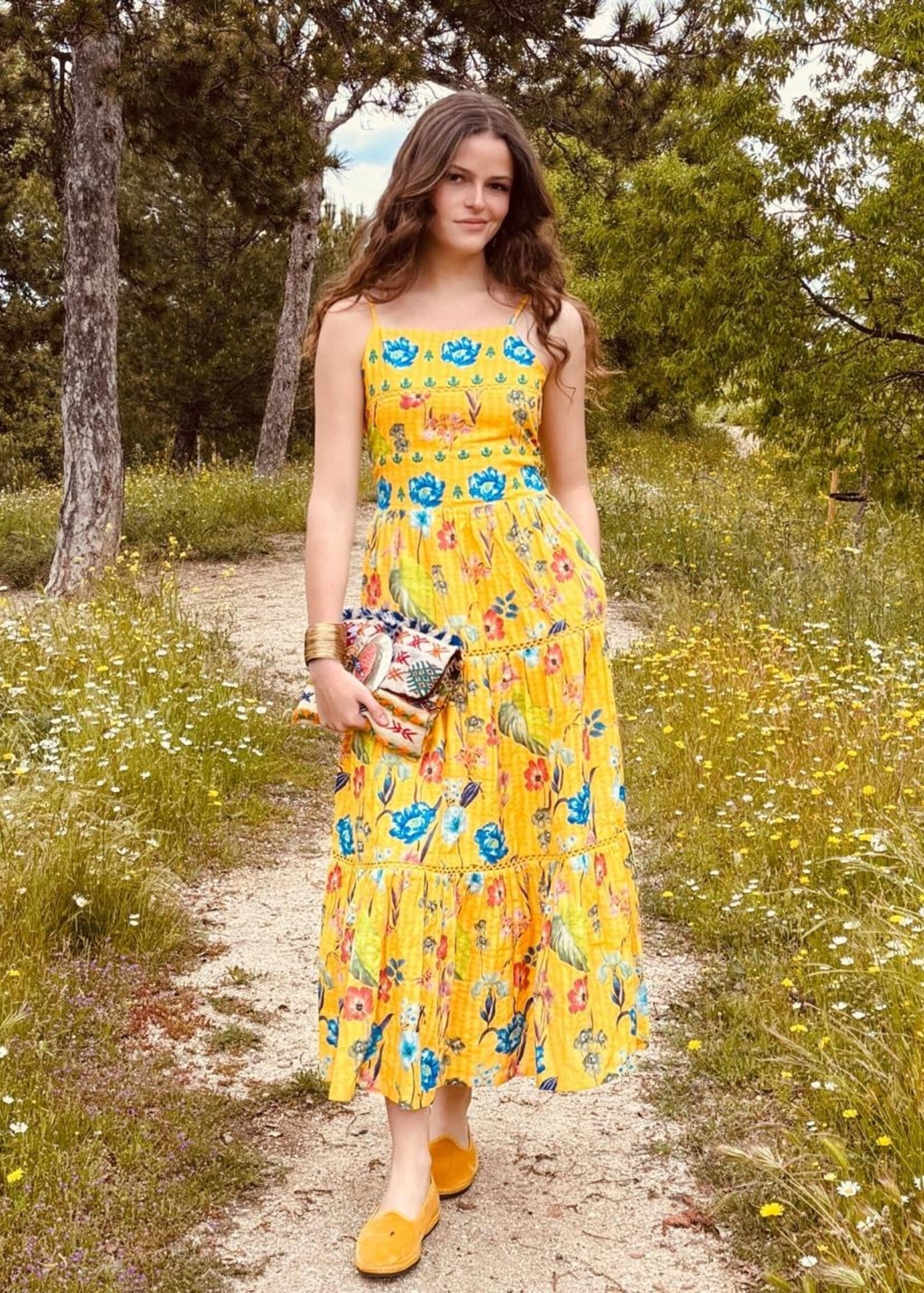 CAS CAS VESTIDO AMARILLO FLORAL