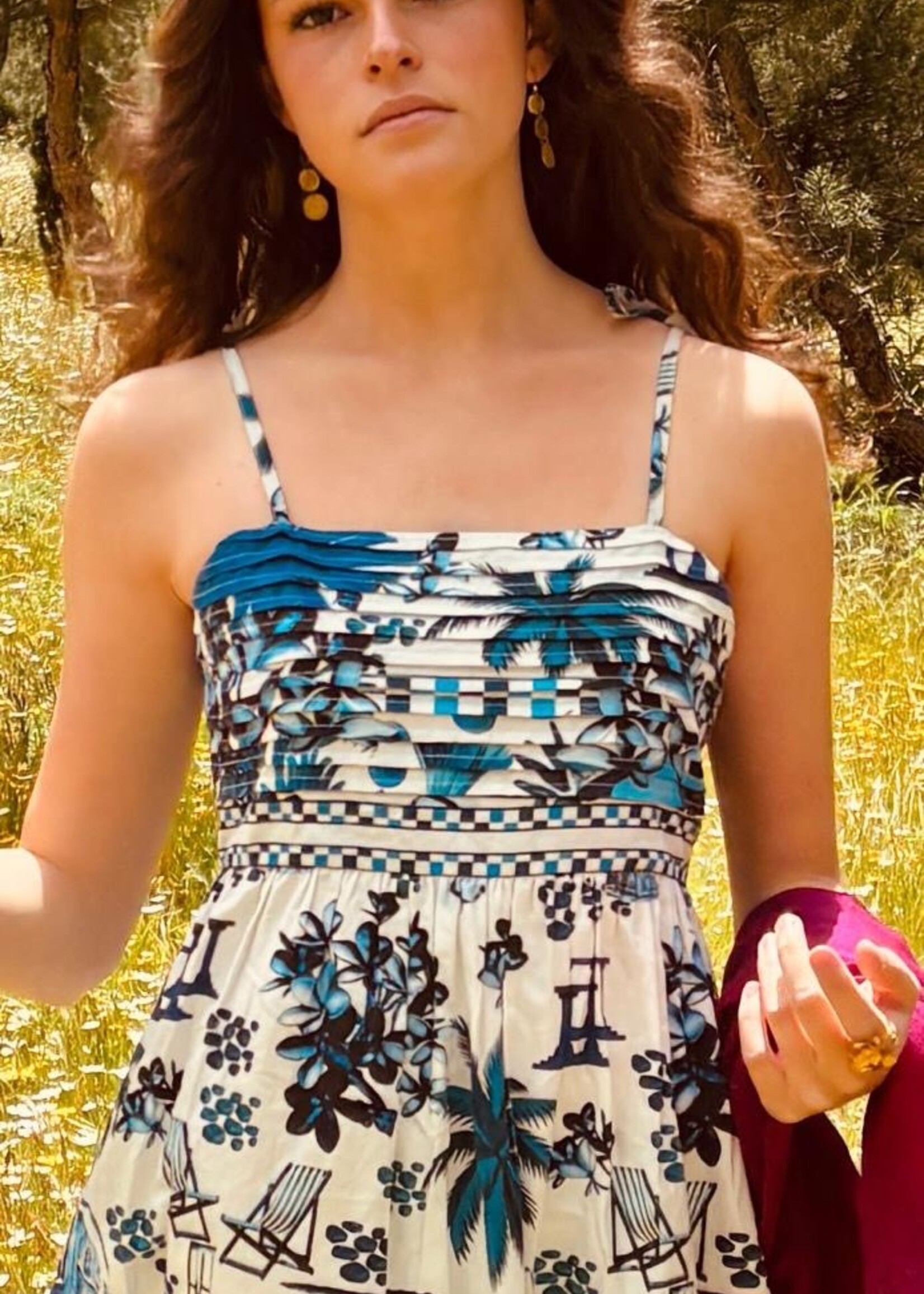 CAS CAS VESTIDO PALM AZUL