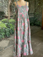 CAS CAS VESTIDO  VERDE ROSA