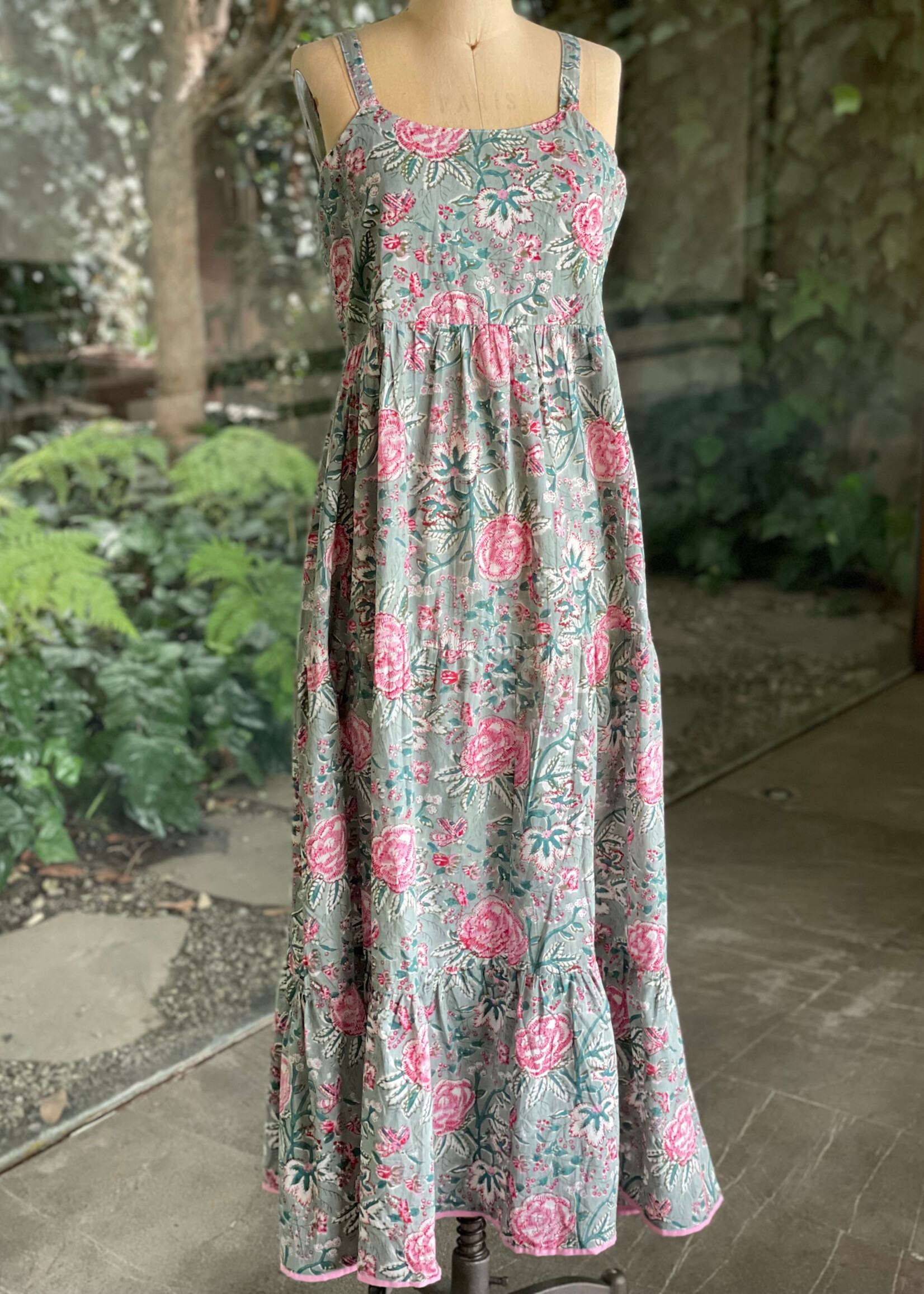 CAS CAS VESTIDO  VERDE ROSA