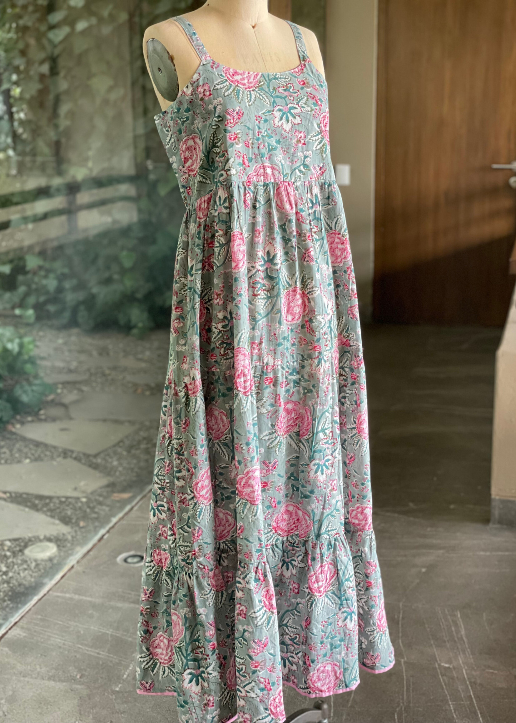 CAS CAS VESTIDO  VERDE ROSA