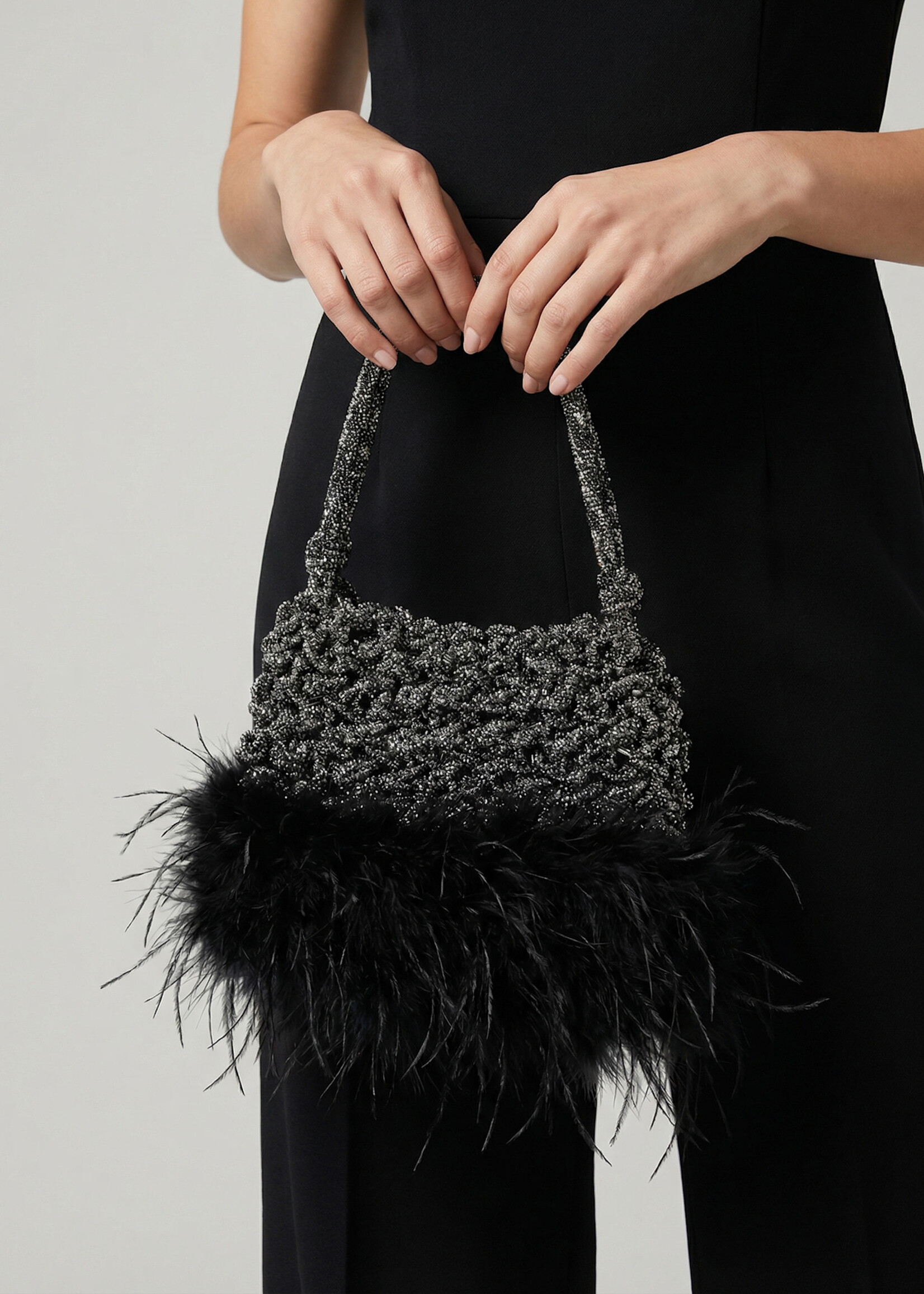 MEL MEL BOLSA VITTORIA FEATHERS BLACK