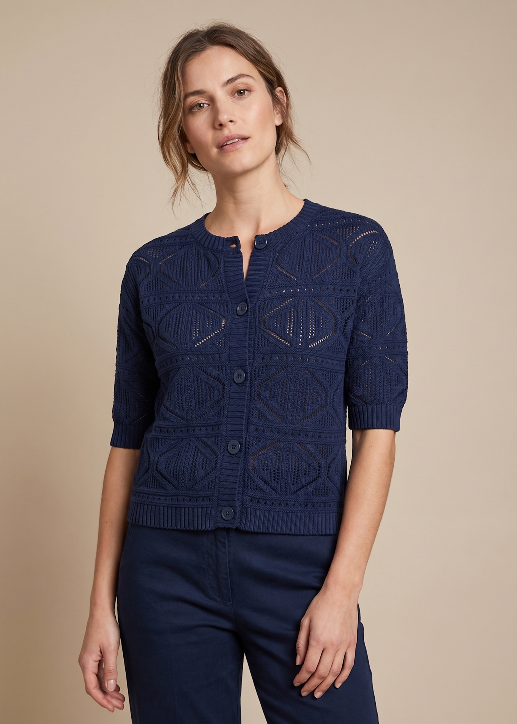 PUR PUR SWEATER CARDI ROUND NK