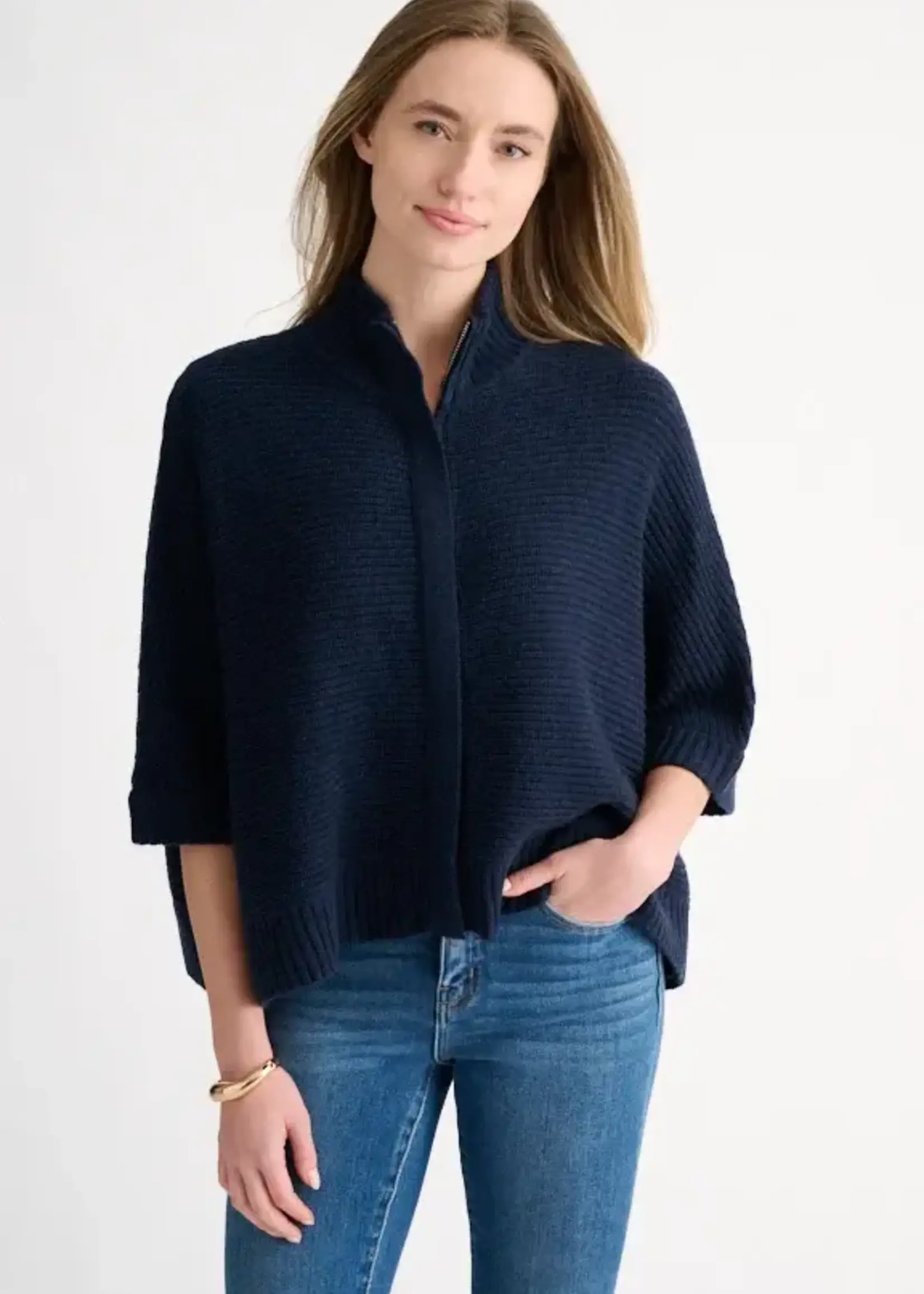 KIN KIN SWEATER CARDI RIB MOCK