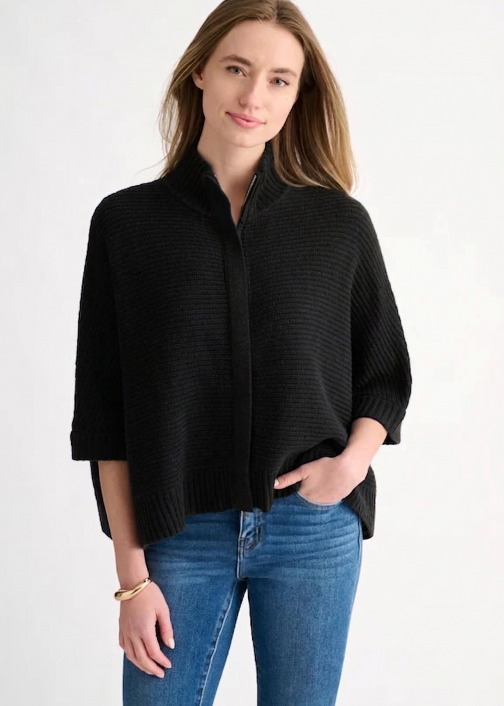 KIN KIN SWEATER CARDI RIB MOCK
