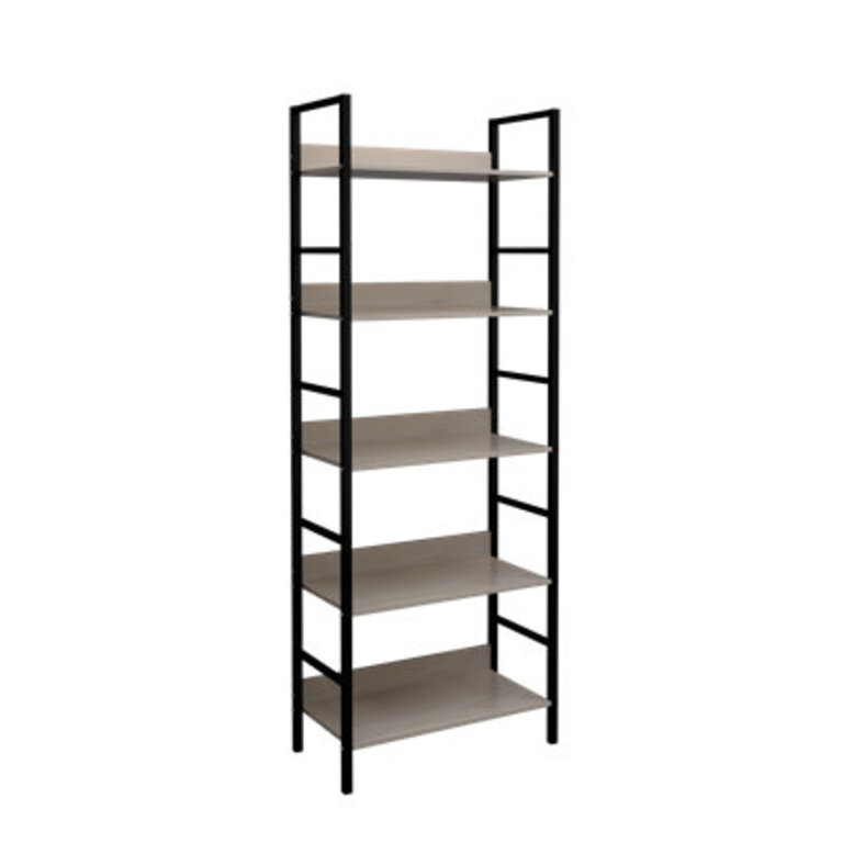 Fynn Wood and Metal Etagere Bookcase