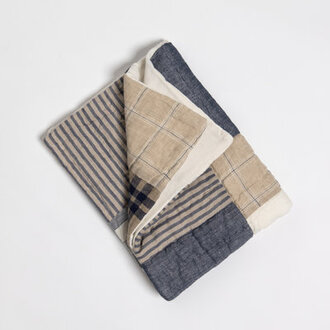 Kandell BlueBeige Standard Cotton Blend Quilt