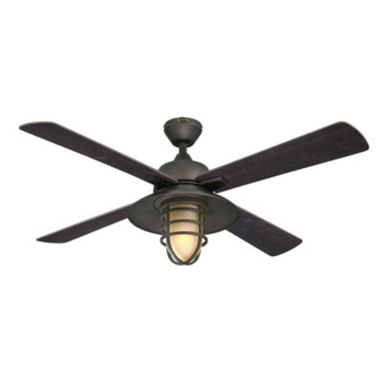 Westinghouse Lighting Porto 52-Inch Indoor 4-Blade Distressed Aluminum Indoor Ceiling Fan Dimmable LED Light Fixture With Opal Frosted Glass Remote Control Included
