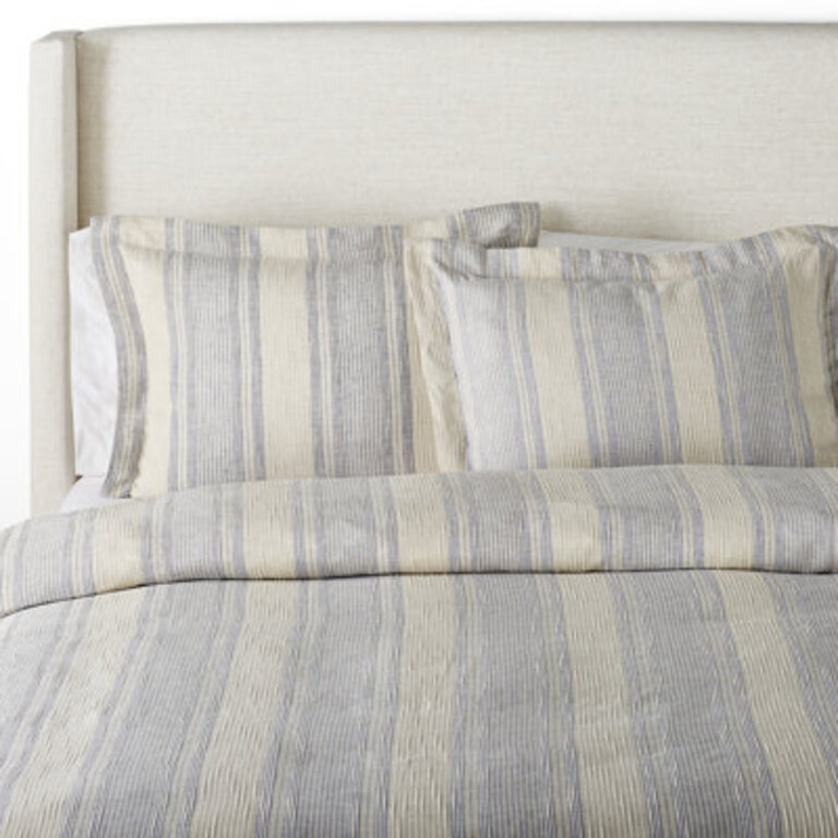 Dorian BlueBeige Linen Coastal Duvet Cover