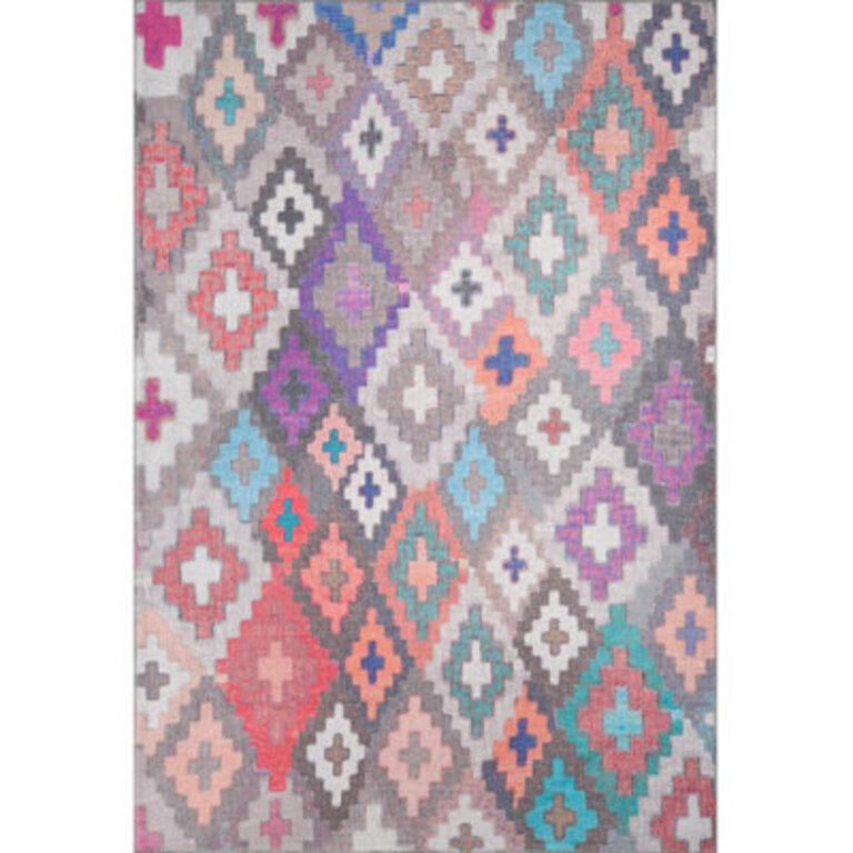 Medders Southwestern Cotton PurpleGrayOrange Indoor  Outdoor Area Rug