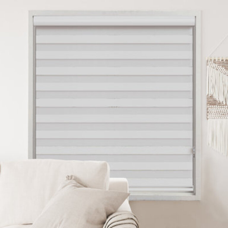 Zebra Blinds Window Dual Layer Roller Shades Corded Horizontal Blind Bedroom Privacy 72 Length