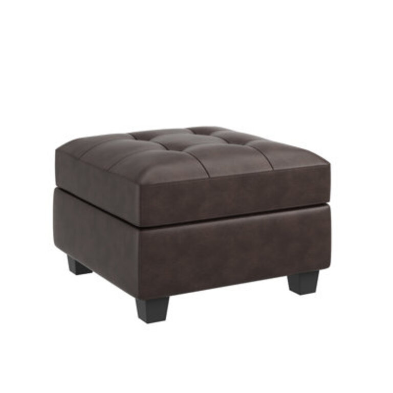 Quillian Vegan Leather Storage Ottoman