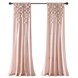 Tassel Window Solid Cotton Blend Semi-Sheer Rod Pocket Single Curtain Panel