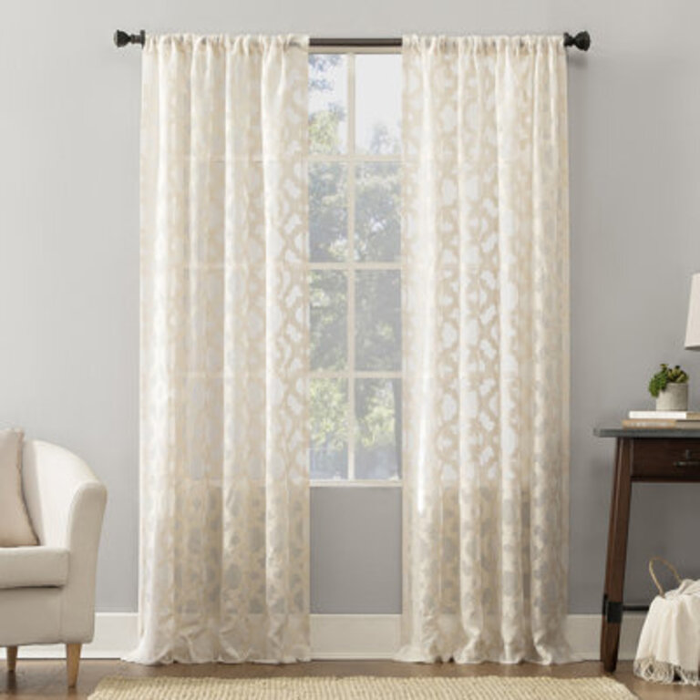 Anuel Trellis Jacquard Sheer Rod Pocket Curtain Panel