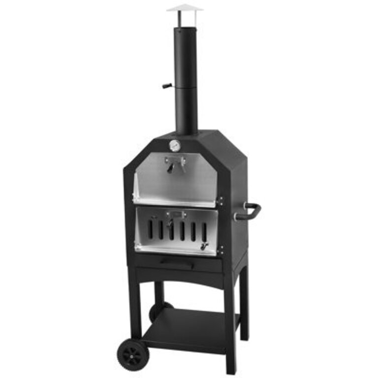 Steel Freestanding Wood-Fired Pizza Oven In Black