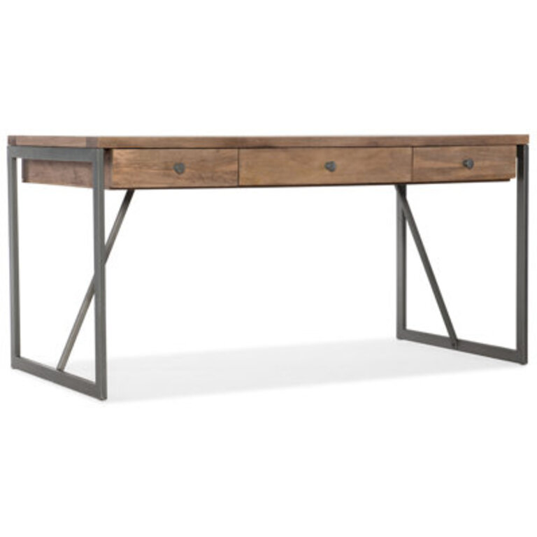 Solid Wood Top Metal Base Writing Desk