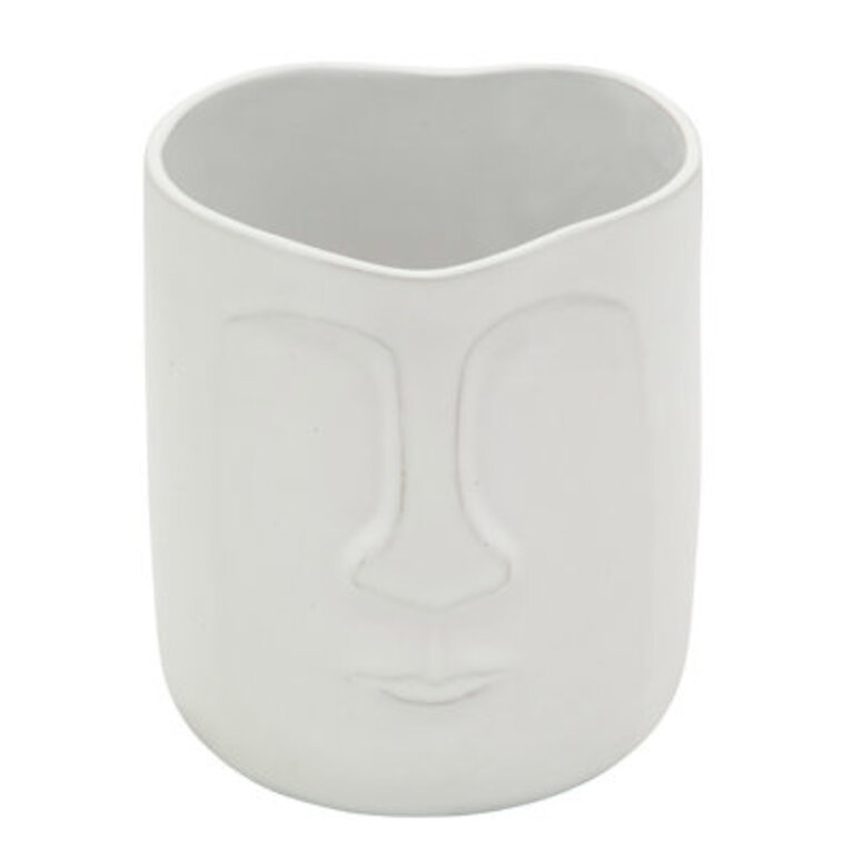 Modern Stoneware Ceramic Vase with Artistic Face Design - Unique Decorative Accent for Contemporary Spaces