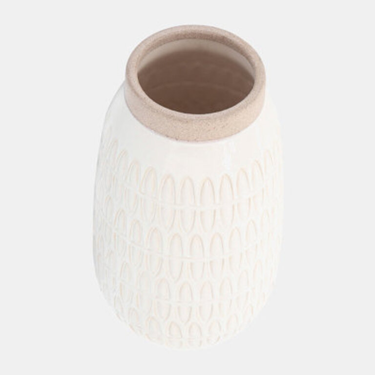 Textured Ceramic Carved Vase