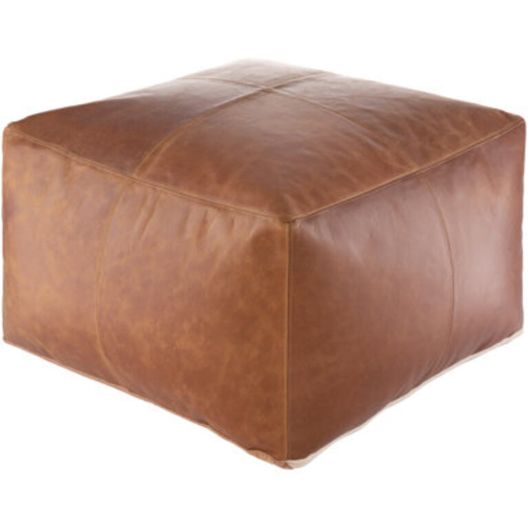 Imes 22" Wide Genuine Leather Square Pouf