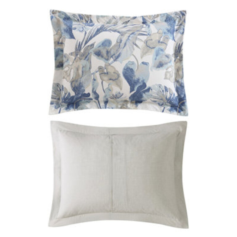 Tommy Bahama Raw Coast Blue Cotton Reversible Duvet Cover Set