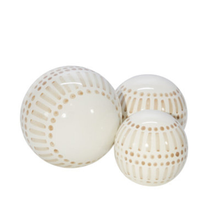 Neutral Modern Line Design Decorative Orb Set of 3