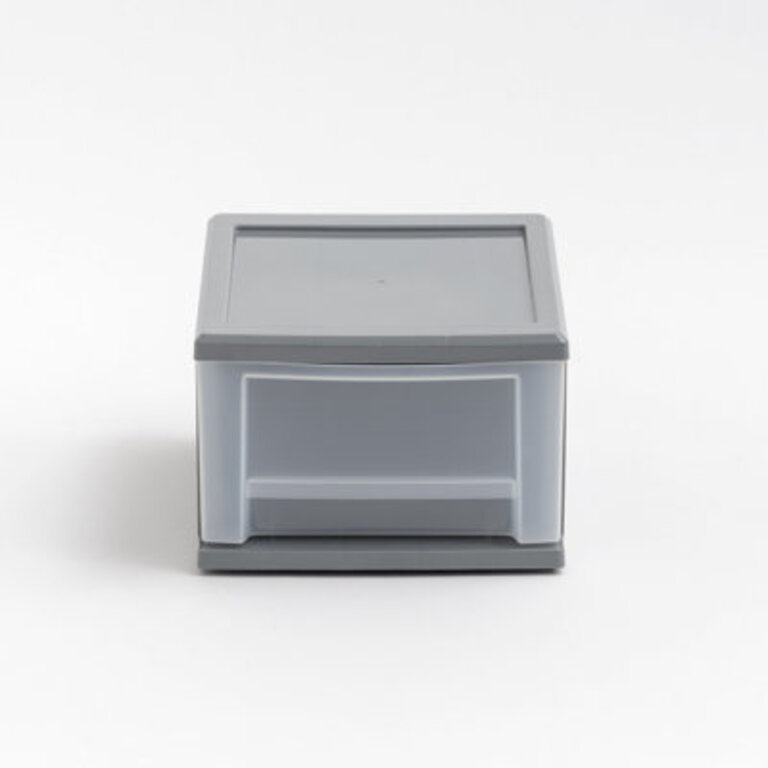 Alina Stackable Storage Bin W/ Drawer, Gray