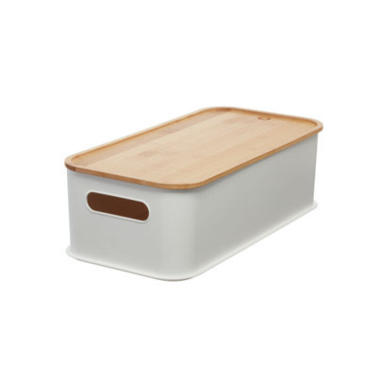 Oloran Handled Reycled Plastic Bin with Bamboo Lid