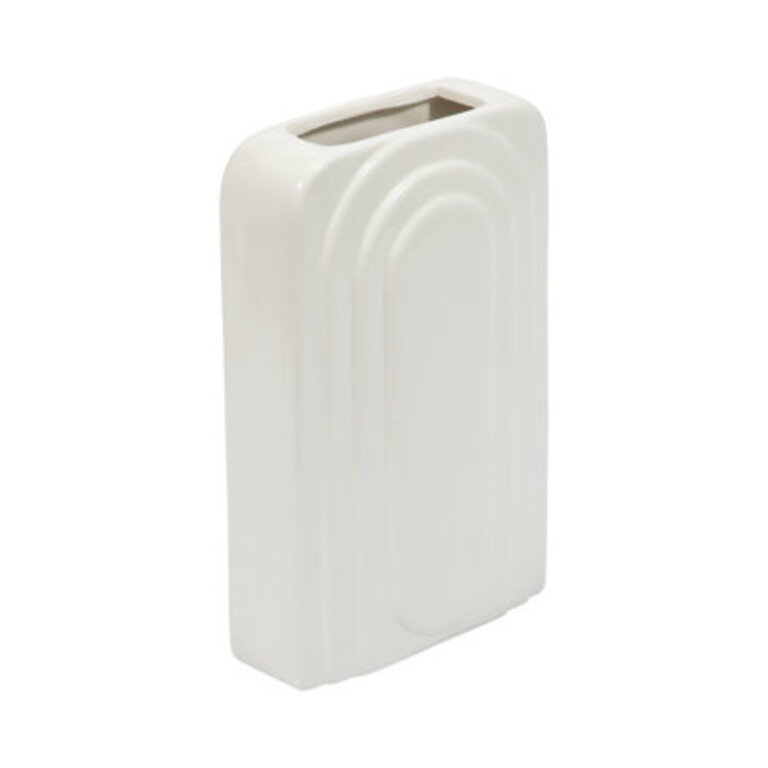 Mitchell Stoneware Dolomite Vase with Modern Arched Design - Sleek Decorative Accent for Contemporary Interiors.