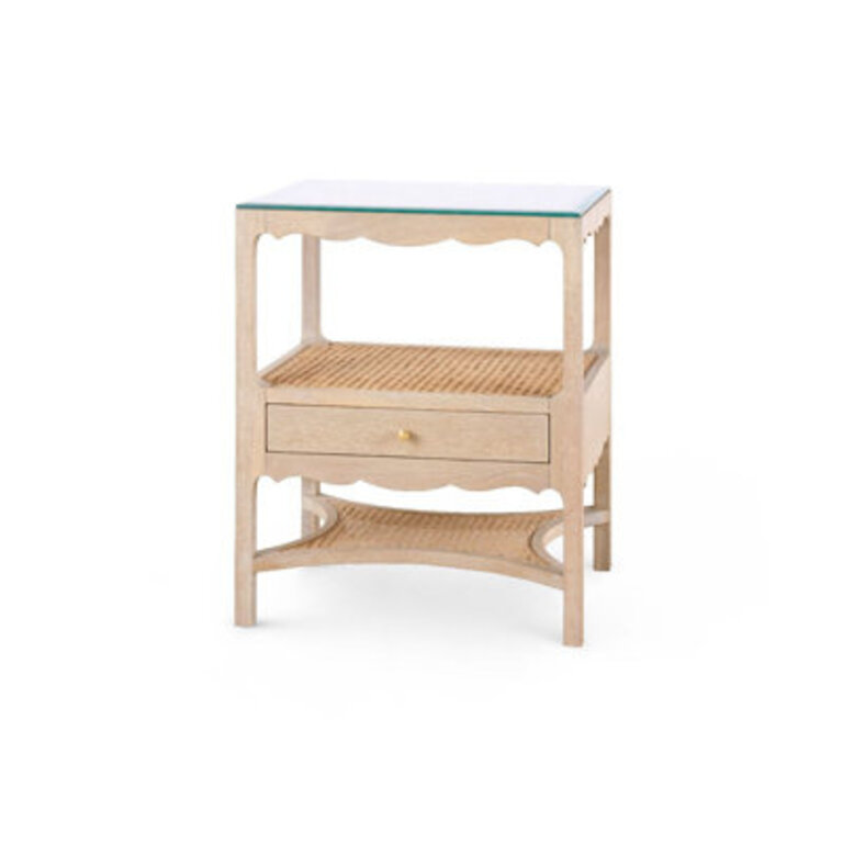 Glass Top End Table with Storage