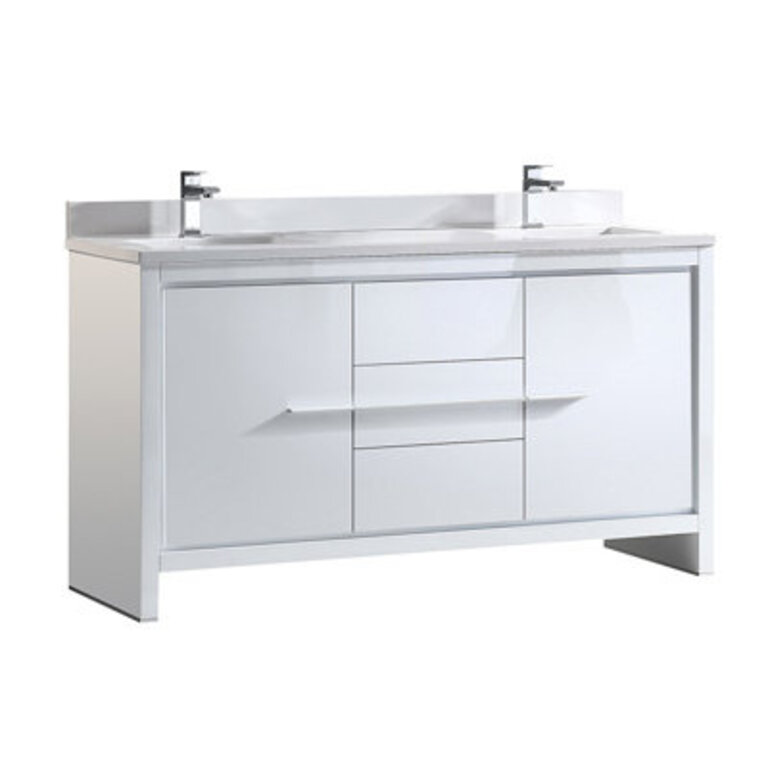 Allier 60" Freestanding Double Sink Bathroom Vanity with Top and Sinks (Faucets Not Included)