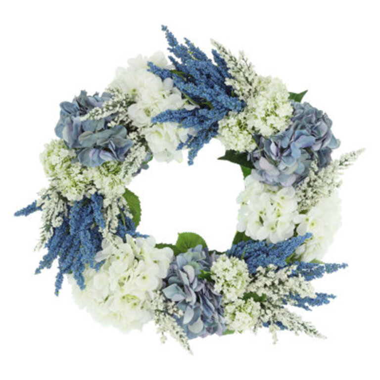 23" Wreath with Hydrangeas and Heather