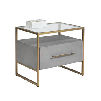 Glass Top End Table with Storage