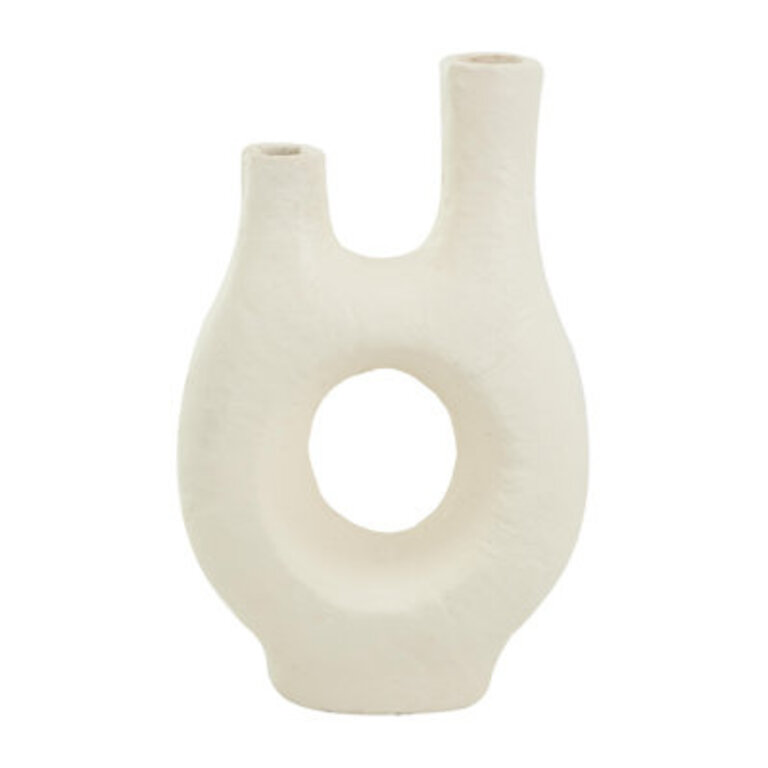Paper Mache Abstract Rounded Decorative Vase with Double Openings