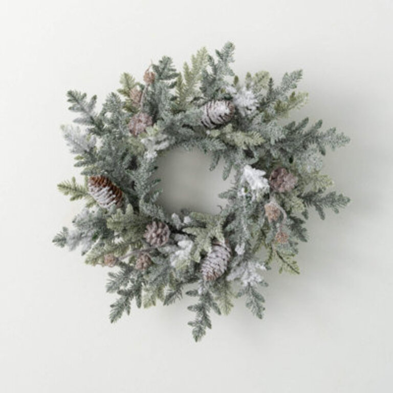 16.5" Artificial Frosted Pine Pinecone Christmas Accent Ring, Green