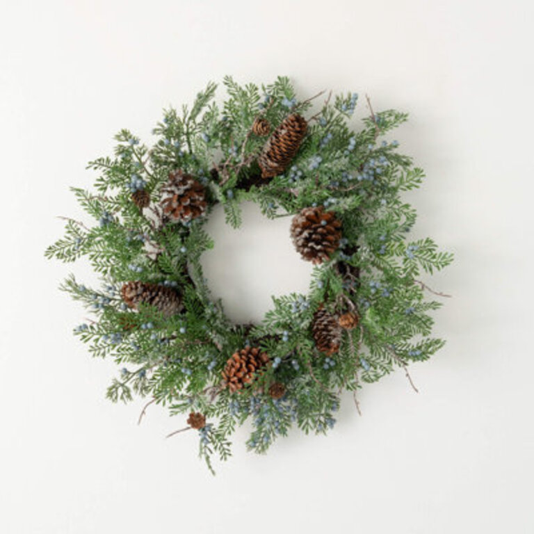 18" Artificial Berry Cedar Mini Christmas Wreath, Green