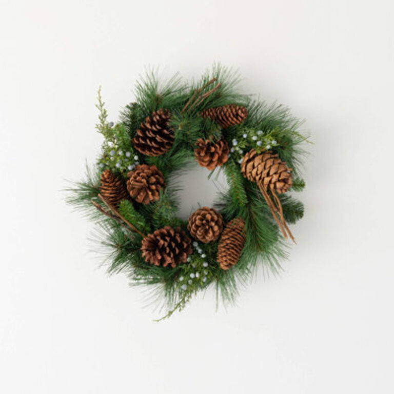12" Artificial Lush Pine Pinecone Christmas Accent Ring, Green
