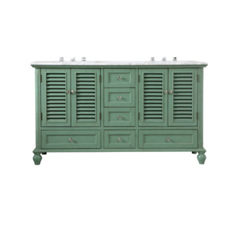Cabott 60'' Double Bathroom Vanity with Marble Top