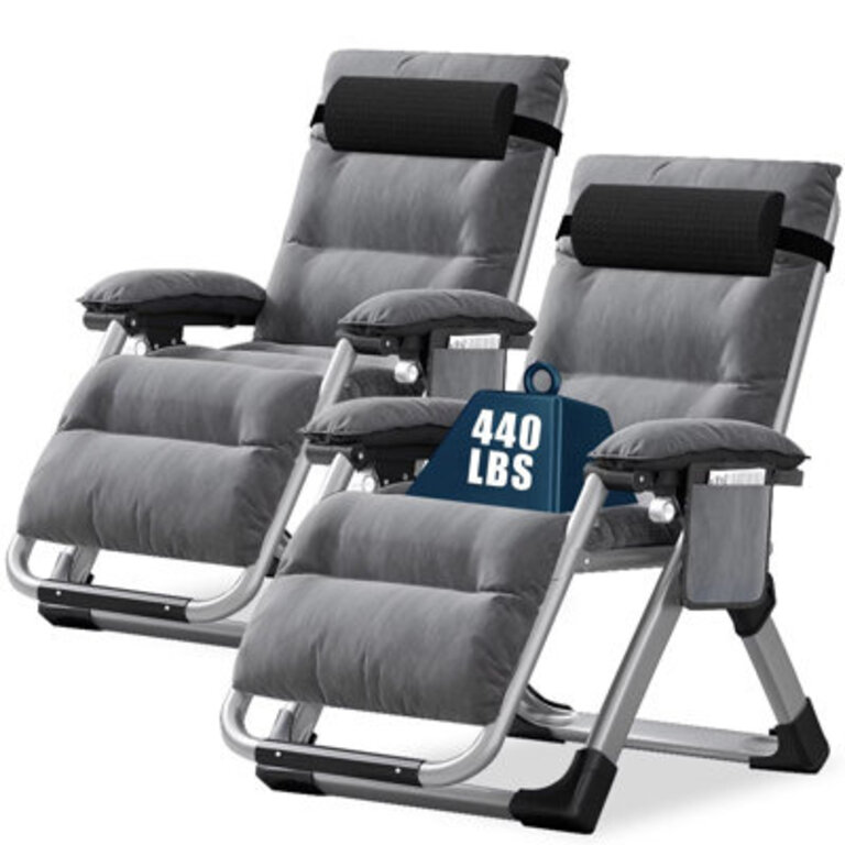 2 Pack Zero Gravity Chair, Padded Adjustable Reclining Lounge Chair with Cup Holder,Supports 440lbs