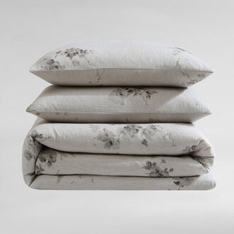 Calvin Klein Aquarelle Floral Cotton Grey Comforter Set