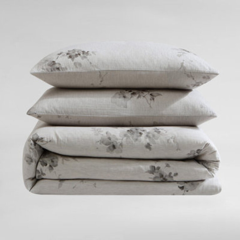 Calvin Klein Aquarelle Floral Cotton Grey Comforter Set