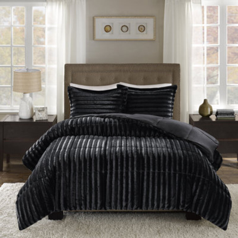 Faux Fur 3 Piece Comforter Set