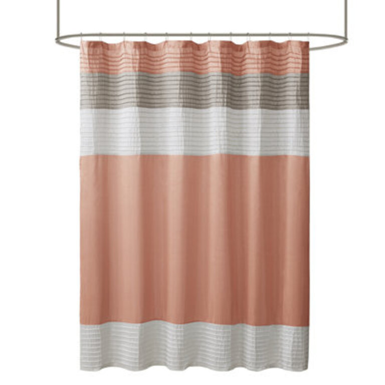 Amherst Striped Faux Silk Shower Curtain