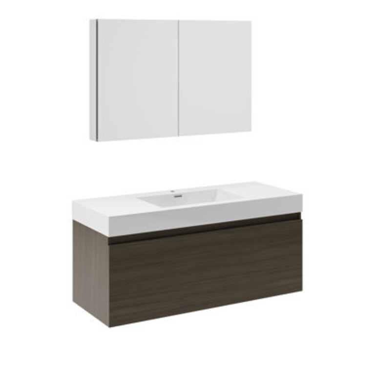 Mezzo 48" Wall Mount Single Sink Modern Bathroom Vanity with Medicine Cabinet - Faucet Not Included