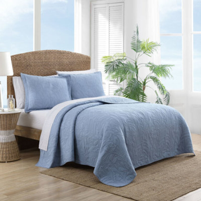 Tommy Bahama Solid Costa Sera Stitch Cotton Reversible Quilt