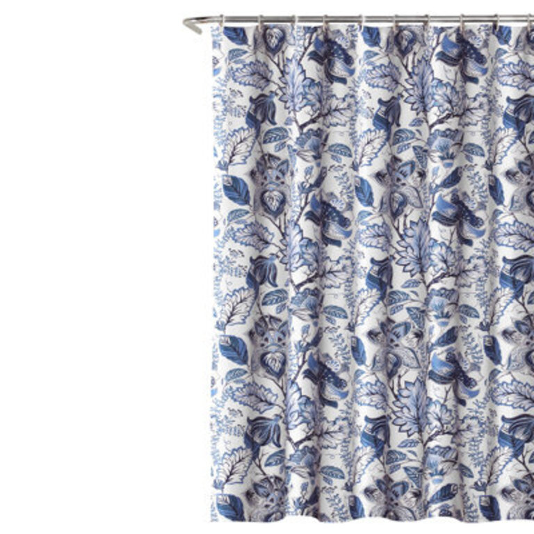 Cynthia Jacobean Floral Shower Curtain with Hooks Included