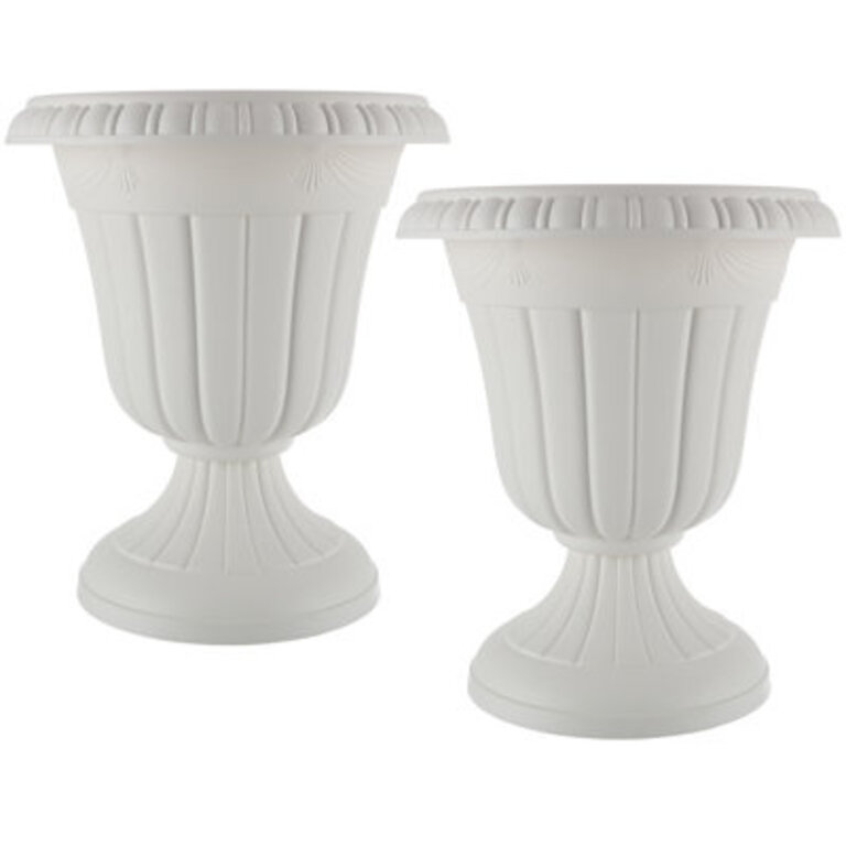 Semirah Outdoor Planter 2-Pack - 16x18-Inch Urn Planters - Plastic Plant Pots for Indoor, Outdoor, or Front Porch Decor - Flower Pots by Pure Garden